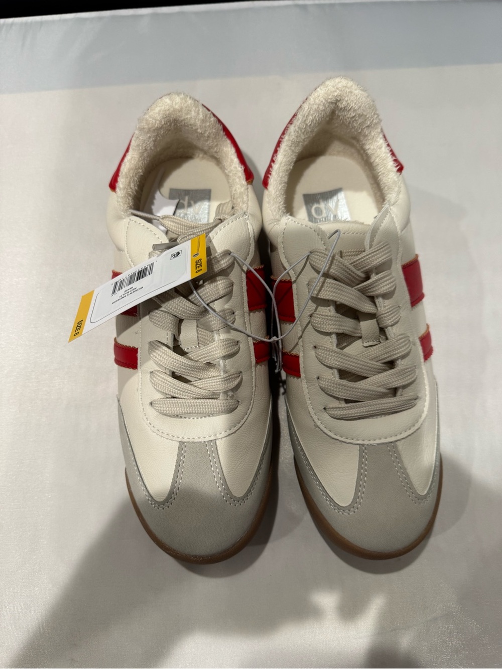 DV by Dolce Vita White Sneakers with Red Stripes - Picture 2 of 5
